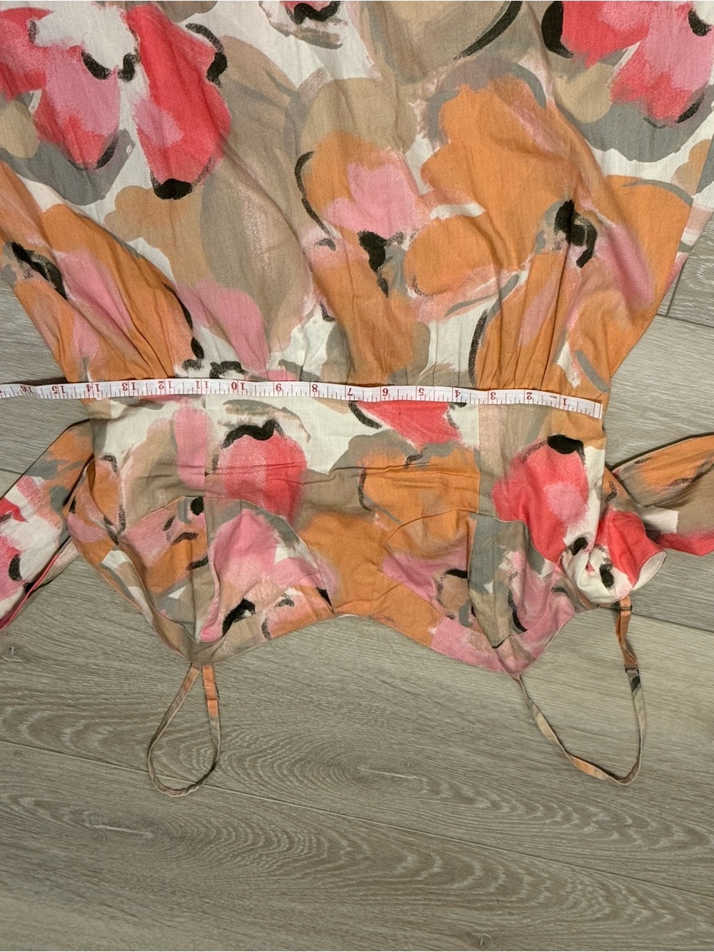 100% Cotton Floral Midi Sundress in Pink & Peach - Women's Spaghetti Strap Dress - Picture 5 of 6